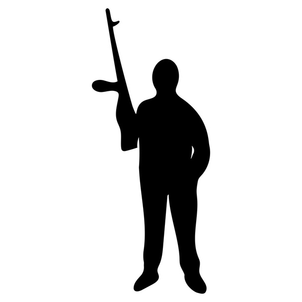 silhouette of a man with a gun - Vector, Image
