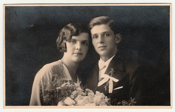 Yeni evliler, Vintage Fotoğraf - Fotoğraf, Görsel