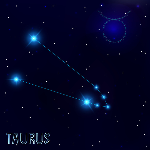 Constelación de Tauro. Cielo estrellado. Fondo azul oscuro de
 - Vector, imagen