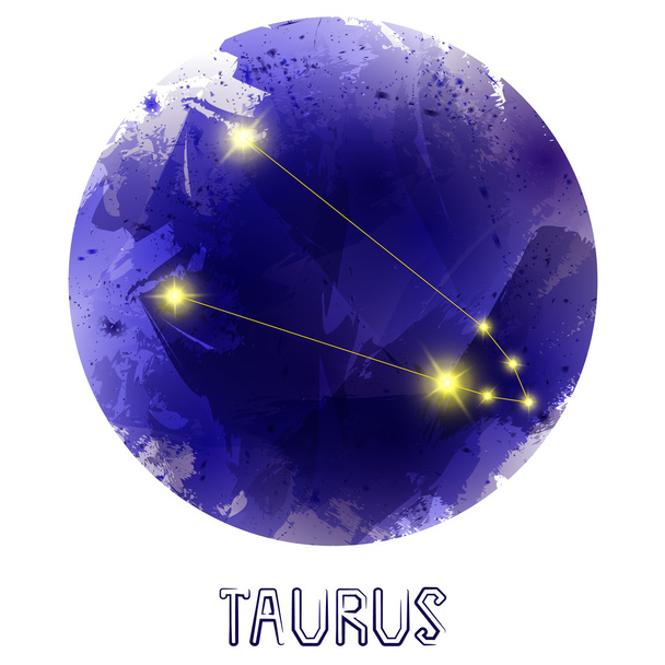 The Constellation Of Taurus. Starry sky. Dark watercolor backgro - Vector, Imagen
