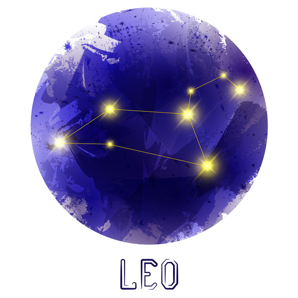 The Constellation Of Leo. Starry sky. Dark watercolor background - ベクター画像