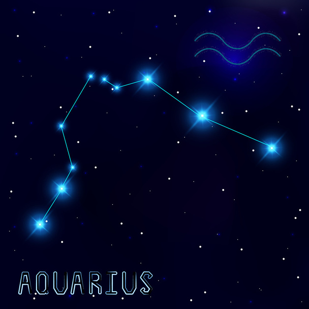 The Constellation Of Aquarius. Starry sky. Dark blue background  - Vektor, obrázek
