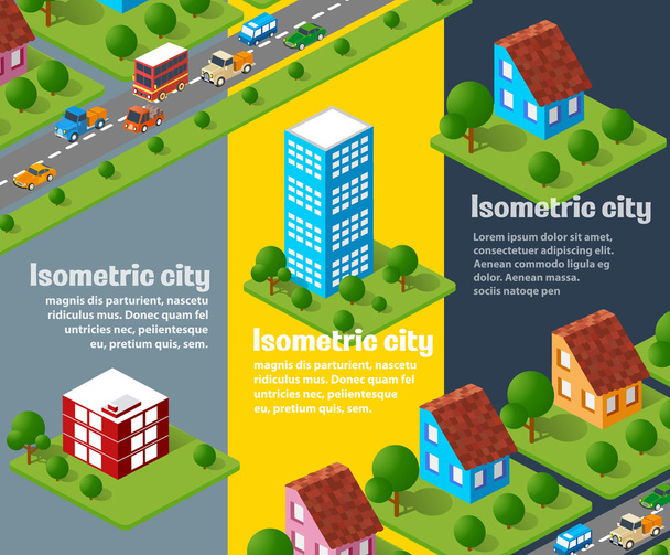 set of isometric urban objects - Vector, Image