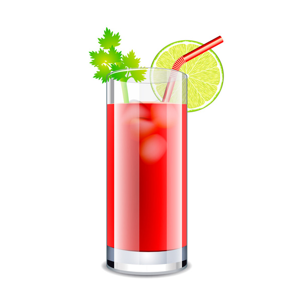 Bloody mary cocktail isolated on white vector - Vetor, Imagem