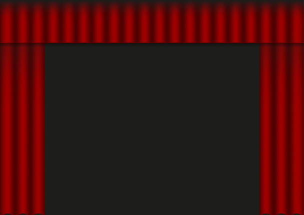 Illustratie van rode open gordijn (gordijnen) - Vector, afbeelding