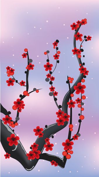 Ramo fiorito rosso primavera
 - Vettoriali, immagini