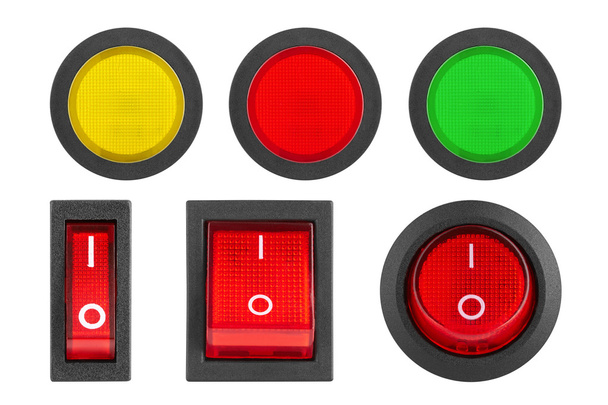 Conjunto de botões e interruptores
 - Foto, Imagem