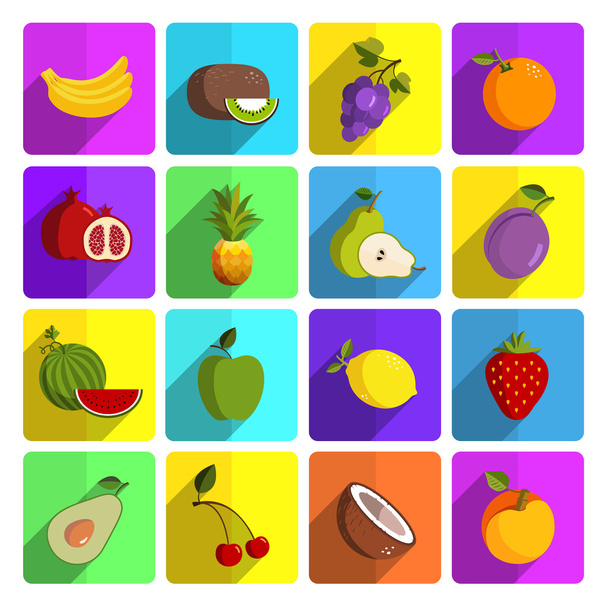 Conjunto de ícones de vetor de frutas moderno
 - Vetor, Imagem