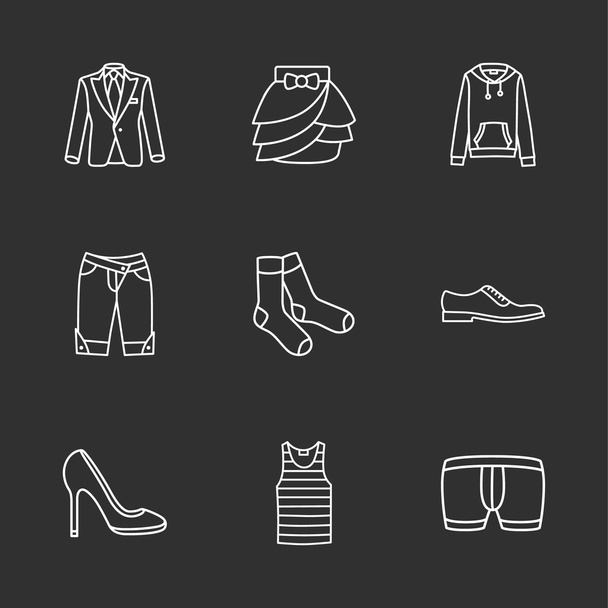 nueve iconos de ropa moderna
 - Vector, imagen