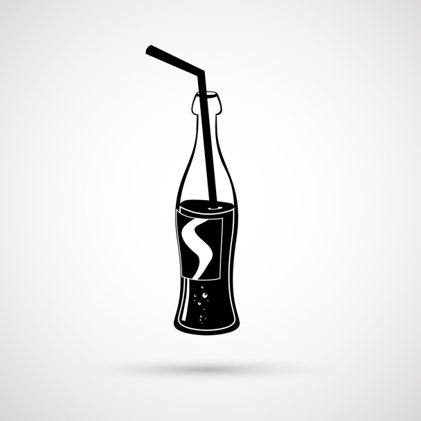 Vector Bottle of Cola and Straw - Vector, Image