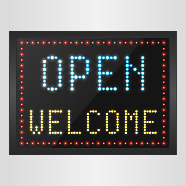 Open and welcome neon sign background - Vector, Image