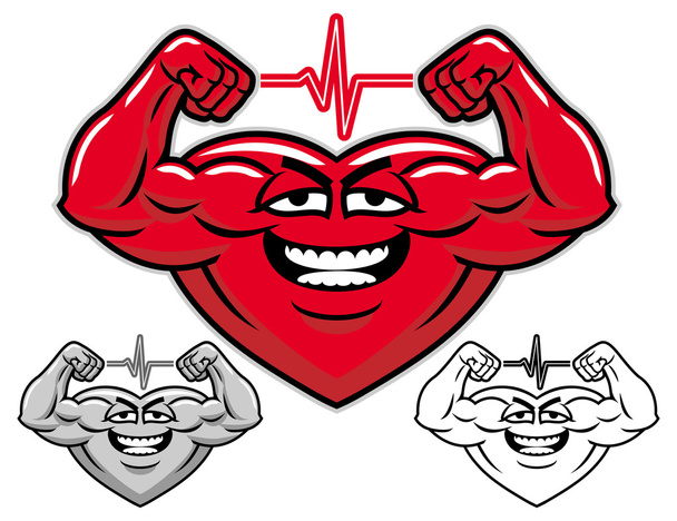 Personaje de dibujos animados corazón fuerte
 - Vector, Imagen