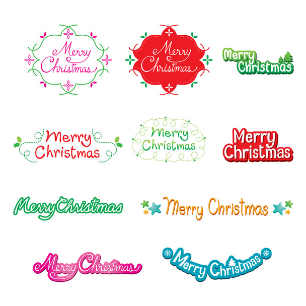 Christmas Text Lettering Design Set - Vector, Imagen