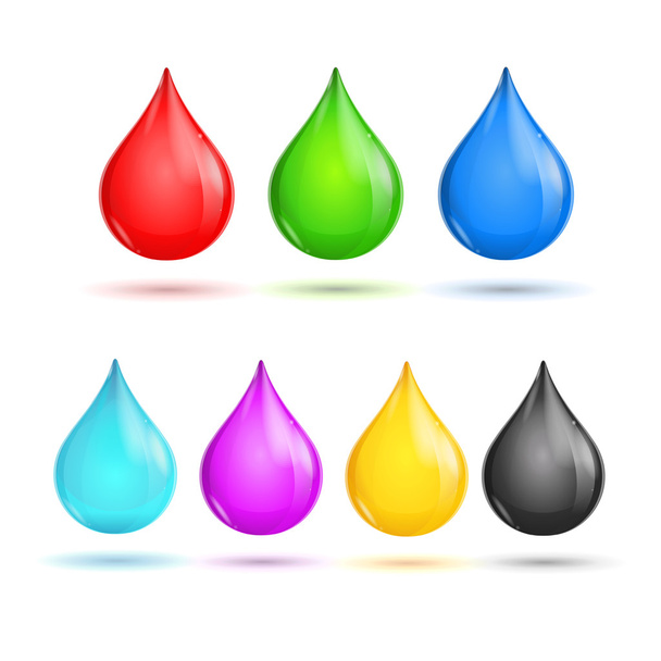 Glossy Drops CMYK e RGB. Vetor
 - Vetor, Imagem