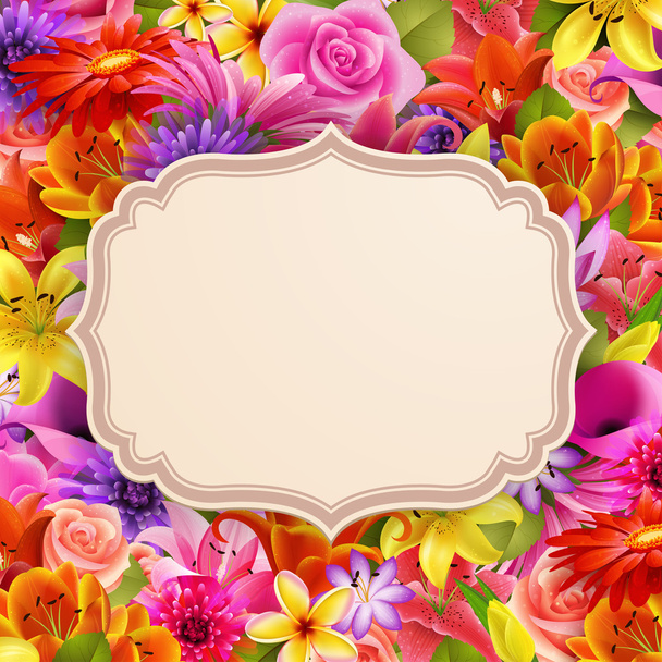Card with place for text on flower background - Vector, Image