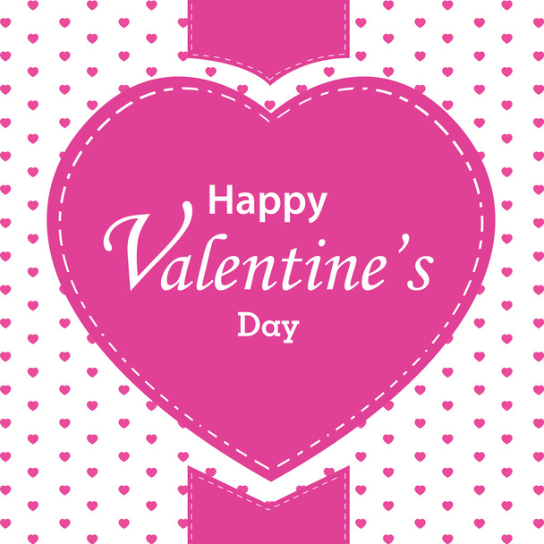 Día de San Valentín y gran corazón sobre fondo blanco. Corazón rosado el día de San Valentín
. - Vector, imagen
