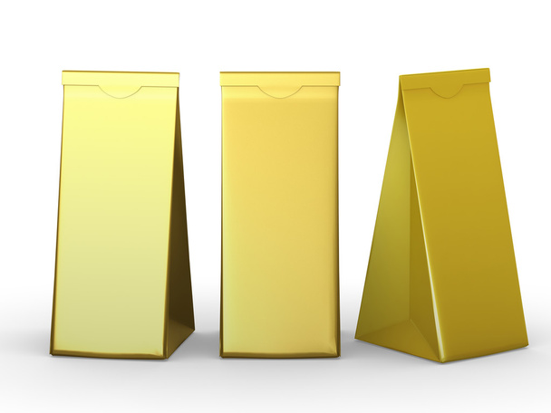 Золотой сложенный бумажный пакет с обрезкой пути
 - Фото, изображение