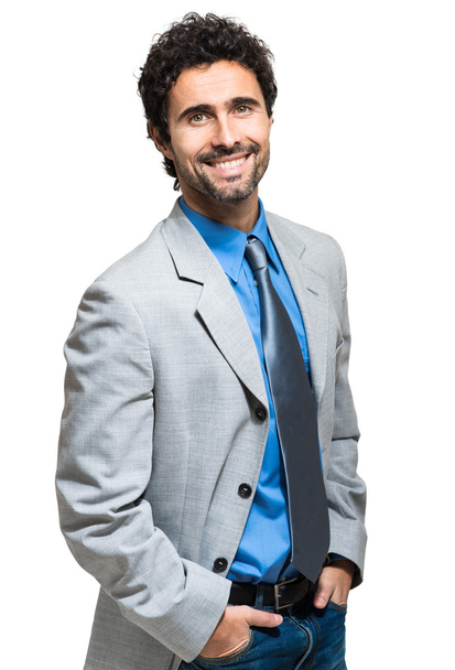 Smiling businessman on white - Photo, image