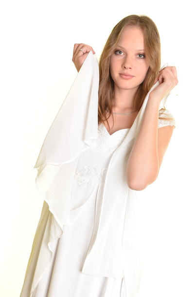 Girl in white dress - Фото, изображение