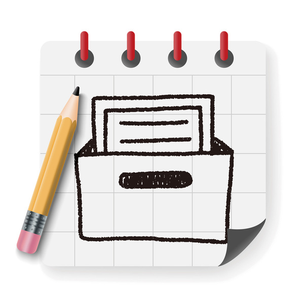 file box doodle drawing vector illustration - Vector, Image