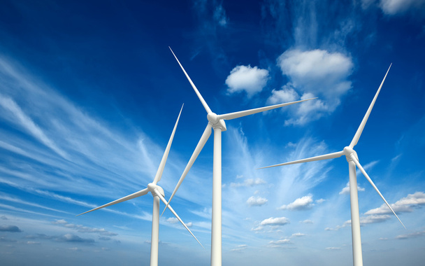 Windgenerator turbines in de lucht - Foto, afbeelding