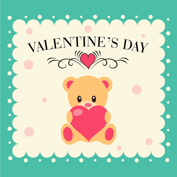 Valentine day card  with Teddy bear - Vector, Image