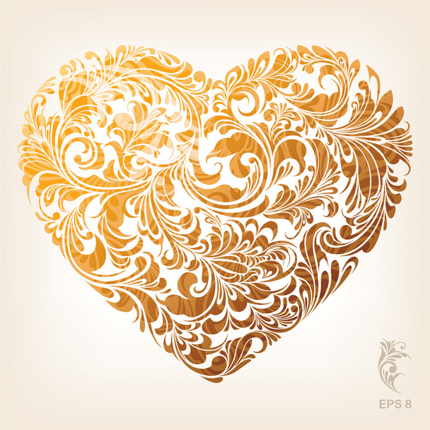Орнаментальный поплавок золотого сердца
 - Вектор,изображение