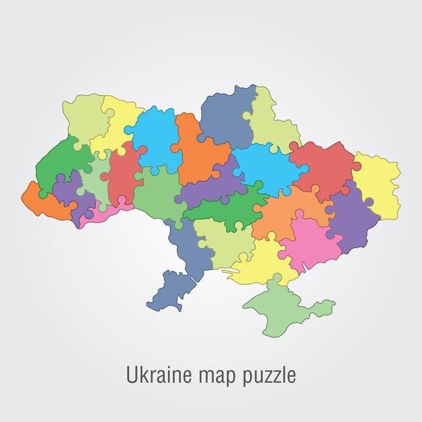 Ukraine administrative map puzzle - Vector, Image