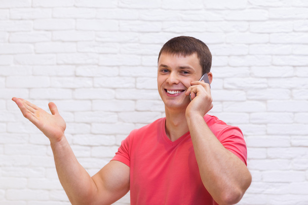 Man Hand Gesture To Copy Space Cell Phone Call - Photo, Image