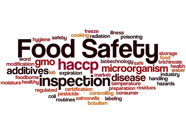 Bezpieczeństwa żywności, koncepcja słowo cloud 9 - Zdjęcie, obraz