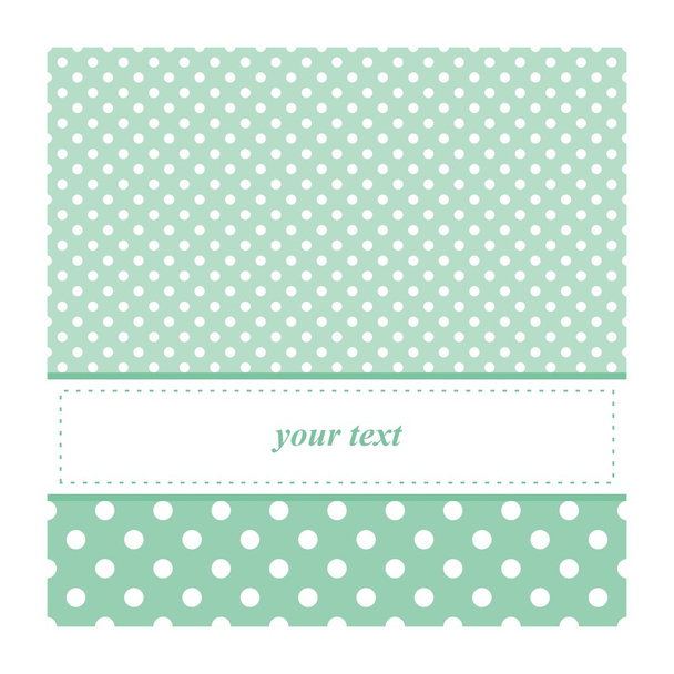 Sweet mint green polka dots card invitation - birthday, baby shower - Vector, Image