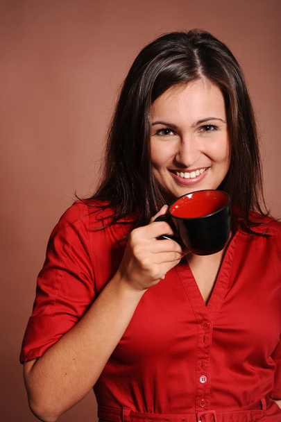 Woman drinking coffee - Fotó, kép