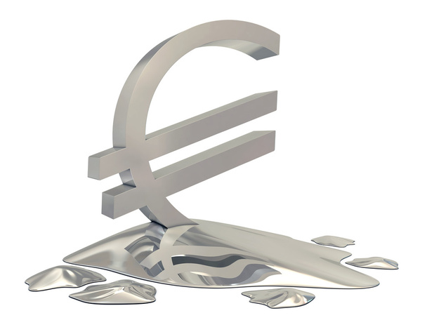 Euro sinal prata derreter
 - Foto, Imagem