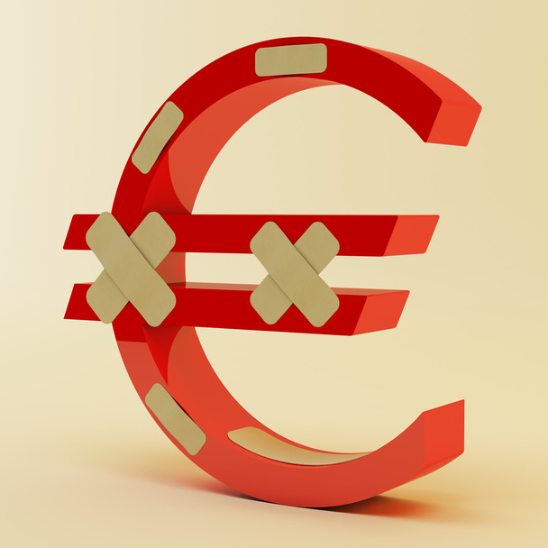 Euro sign with bandage - Photo, Image