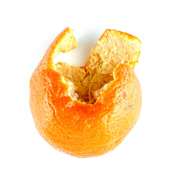 Légifelvételek a mandarin orange, a félig hántolt rostos bőr - Fotó, kép