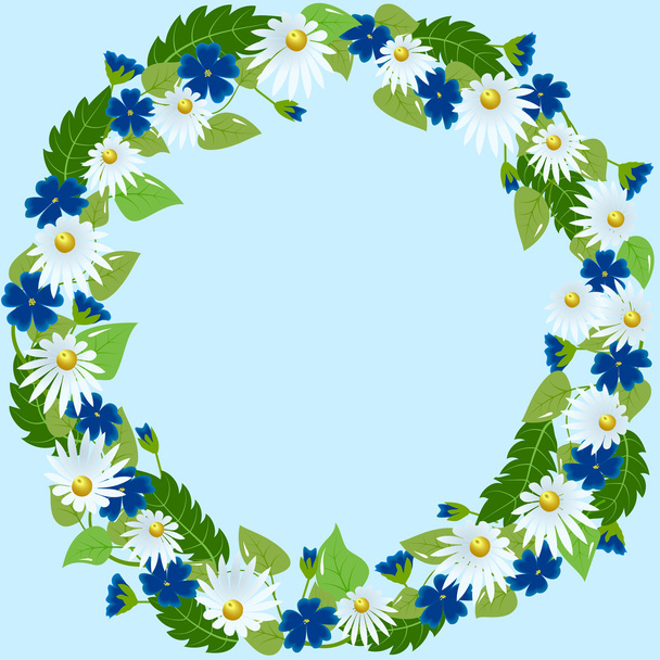 Wreath chamomile and primrose - Vektör, Görsel