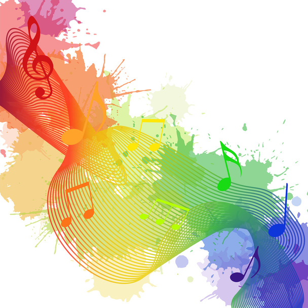 Illustration with rainbow musical notes - Vector, imagen