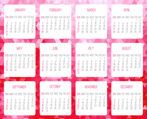 Year 2016 monthly calendar - Vector, afbeelding