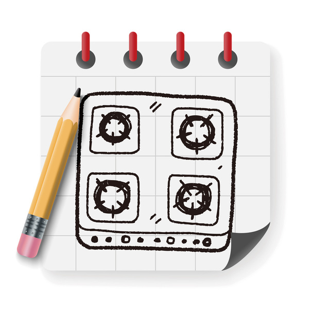 gas stove doodle vector illustration vector illustration - Vector, Image