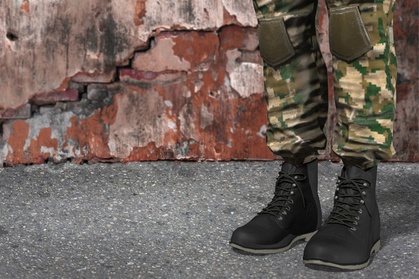 katona csizma fekete - Fotó, kép