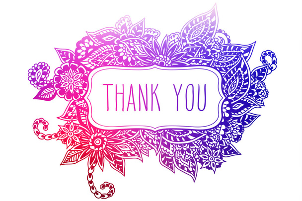 Thank you colored doodle frame - Vector, imagen