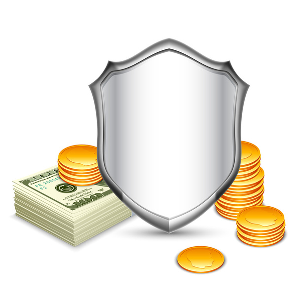 Security Shield Protecting Money - Vector, Imagen