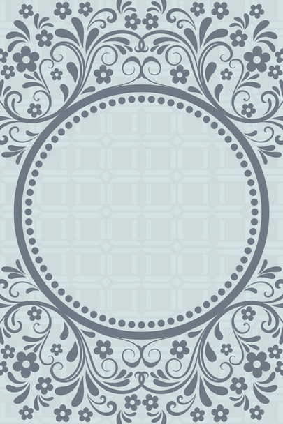 Abstract grey blue floral vintage card design with copy space. - Vector, afbeelding