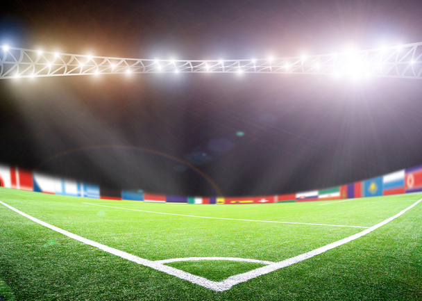 lights at night and big soccer stadium - Photo, Image