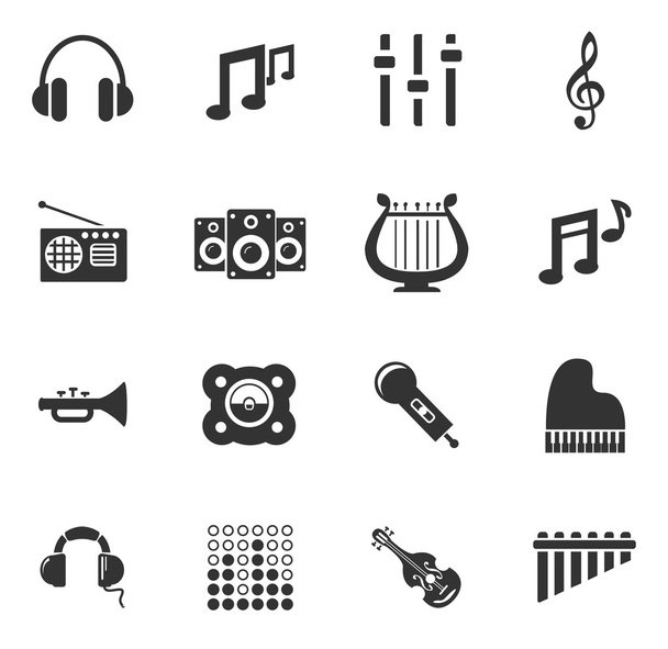 Music icons set - Vector, Image