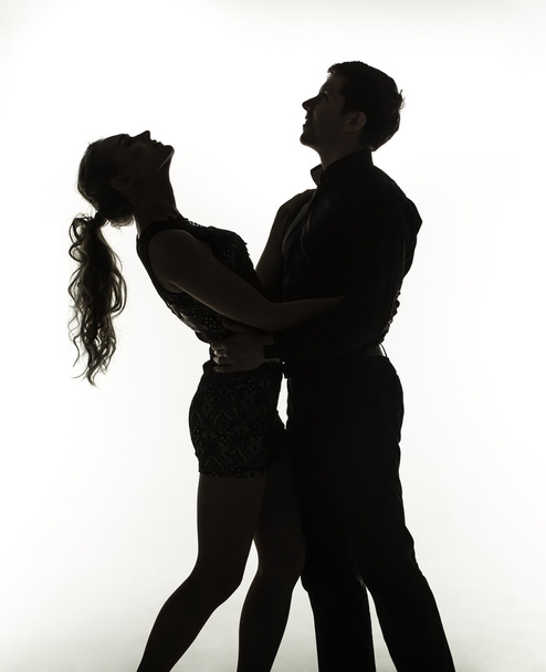 The romantic couple - silhouettes on white background - Fotoğraf, Görsel
