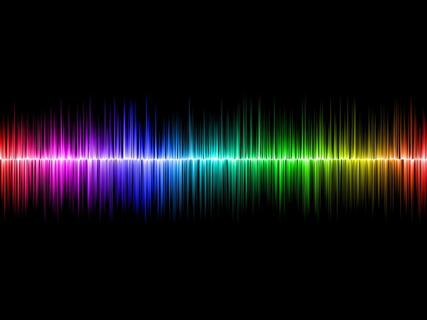 Regenbogen-Soundwelle mit schwarzem Hintergrund - Foto, Bild