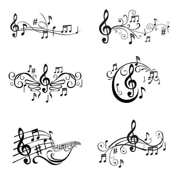 Set of Musical Notes Illustration - in vector - Vector, Image