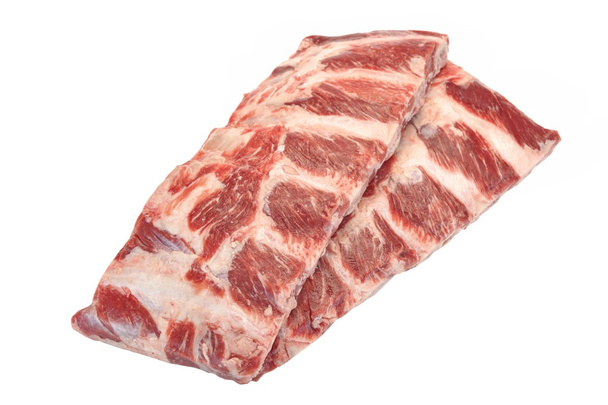 Rindfleisch. rohe schwarze Angus marmorierte Rinderrippen isoliert - Foto, Bild
