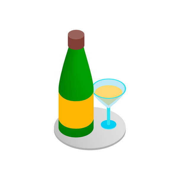 Champagne and glass 3d isometric icon - Vector, Imagen